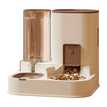 2-In-1 Automatic Pet Feeder & Water Dispenser Modern Solid Design Cat & Dog Water Fountain & Bowls